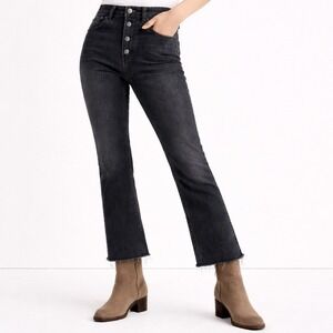 MADEWELL Cali Demi-Boot Jeans Womens 27 Cropped High Rise Frayed Grunge Charcoal
